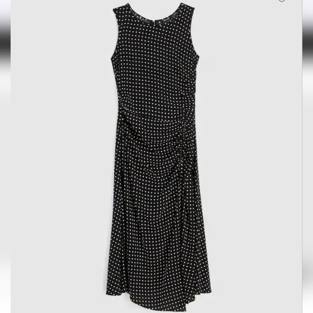 Madewell Asymmetrical aruched Midi Dress - Linear Dots Jet Black - Picture 6 of 13
